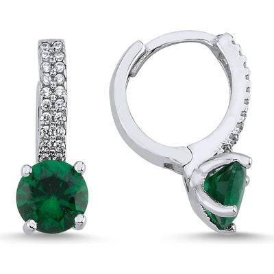 Lunica Elegantní stříbrné náušnice EMERALD 0481