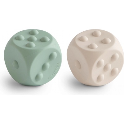 Mushie Silikonové kostky - Cambridge Blue/Shifting Sand