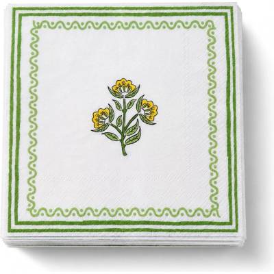 Gastrokuchyne Obrúsok PAP FSC Mix 3V bielo-zelený s kvetinovým motívom 33x33 cm