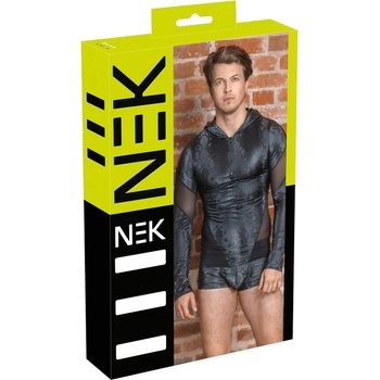 NEK - Мъжки суитшърт с качулка и змийски принт (черен) - m