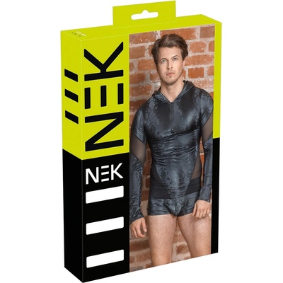 NEK - мъжки суичър с качулка, змийски принт (черен) - m