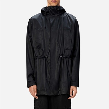 RAINS Men's Bold Long Trench Coat - Black Grain