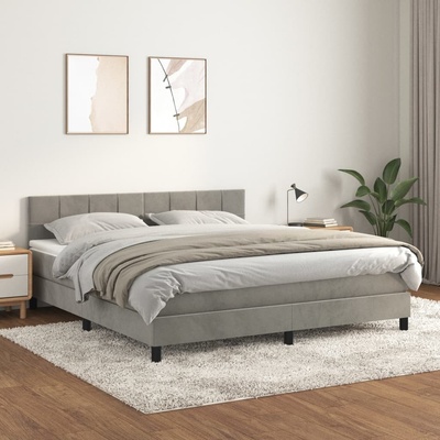 Petrashop 3141311 boxspring postel s matrací světle šedá samet