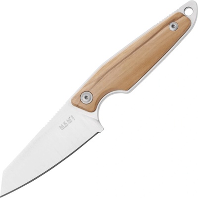 MKM MAKRO 2 – M390 SATIN SHEEPSFOOT Fixed bld, OLIVE WOOD hdl, +POCKET LEATHER SHEATH MK MA02-O