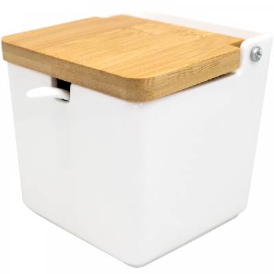 Nerthus Квадратен порцеланов съд за сол с капак и лъжица (VB FIH 1335)