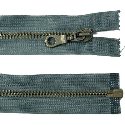 Kovový zip no.5 rozepínací 50cm (staromosazné zoubky) - více barev b: 12 tmavě šedá
