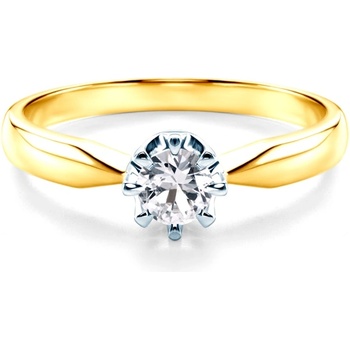 SAVICKI Годежен пръстен Solitaire: два цвята злато. бял сапфир