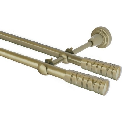 OK-GarnýžeCZ Garnýž kovová dvouřadá 16mm Torino double zlatá antik 450 cm do stěny / na tunýlek - bez kroužků