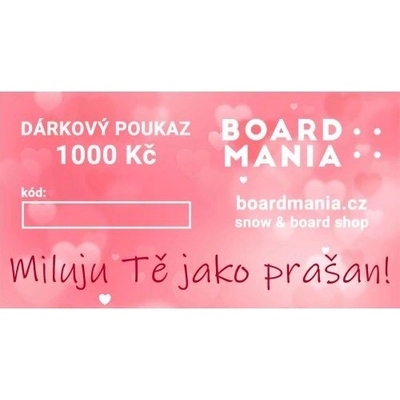 Valentýnský poukaz Boardmania v hodnotě 1000 Kč