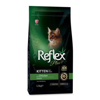 Lider Pet Food Reflex Plus Chicken Kitten - Пълноценна храна за подрастващи котки от всички породи с пилешко месо 1, 5 кг, Турция