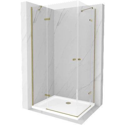 Mexen Roma Duo душ кабина с врати 100 x 90 см, прозрачна, златна + корито Flat - 854-100-090-50-02-4010G (854-100-090-50-02-4010G)