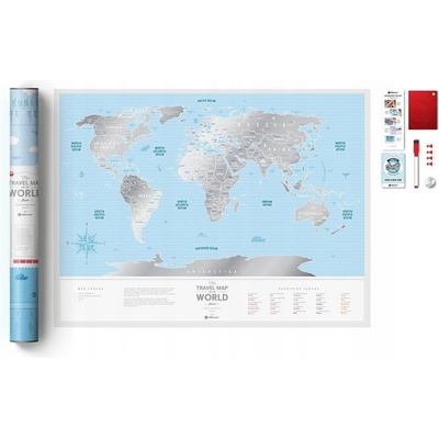 1DEA.me Stírací mapa světa Travel Map of the World Silver