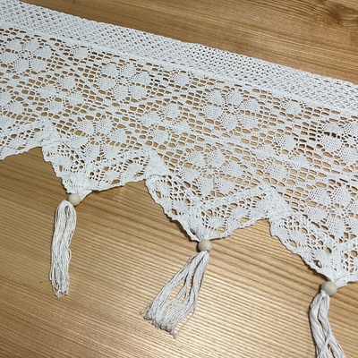 Hotová vitrážová záclona HÁČKOVANÁ KRAJKA BÉŽOVÁ 30 x 150 cm
