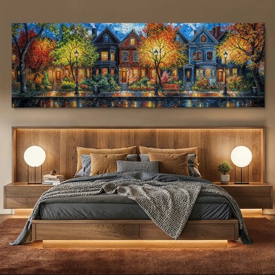 Obraz na plátně - Večerní odrazy Genku FeelHappy.cz Velikost obrazu (šířka x výška): 180 x 60 cm