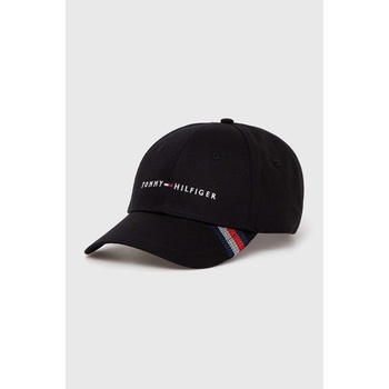 Tommy Hilfiger Памучна шапка с козирка Tommy Hilfiger в черно с апликация AM0AM12532 (AM0AM12532)