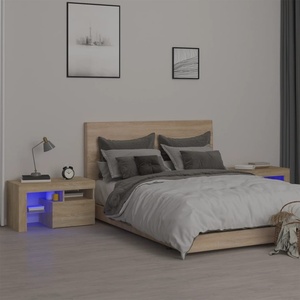 vidaXL Нощни шкафчета 2 бр с LED осветление сонома дъб 70x36, 5x40 см (3152772)
