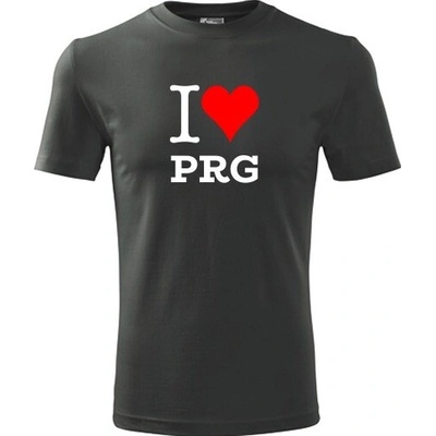 Tričko I love PRG grafitové