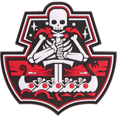 Gumová nášivka Jackets to Go Ghost Ship Skull - biela-červená
