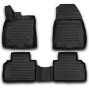 LEMENT Element 3D rubber floor mats suitable for Ford Tourneo Courier | 2014-2024 | 100% custom-fit all-weather floor mats made of TPE, high edge, waterproof, non-slip, odorless - FORD