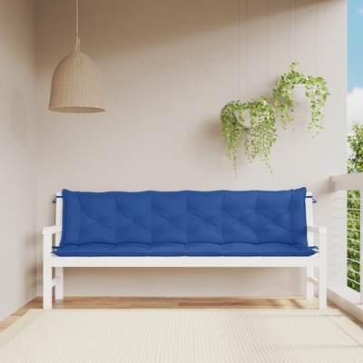 vidaXL Възглавници за градински пейки 2 бр синьо 200x50x7 см плат (361745)