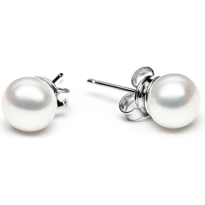 Gaura Pearls náušnice s bílou říční perlou Phoebe EFB07-N/W Bílá