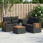 vidaXL Комплект дивани 6 бр. Черно 55 x 55 x 37 см Полиротан и стомана (3447661)