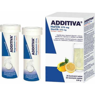 Additiva horčík 375 mg+ B-komplex + vit.C 2 x 10 šumivých tabliet