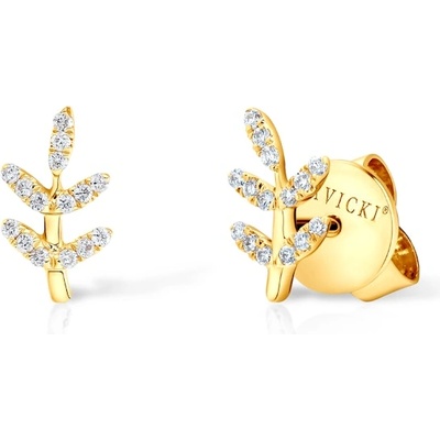 SAVICKI Обеци с листо Savicki: злато. диаманти