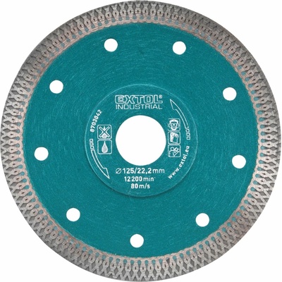 EXTOL INDUSTRIAL kotúč diamantový rezný, turbo Thin Cut, suché aj mokré rezanie, priemer 125 × 22,2 × 1,5 mm, 8703042 8703042