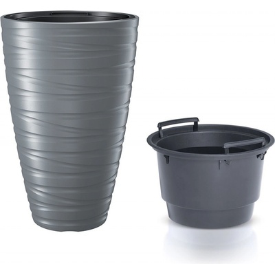 Prosperplast Květináč vysoký s vkladem MAZE šedý kámen 37,5 cm