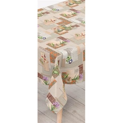Ubrus PVC 192A, metráž, 20 m x 140 cm, záplaty s květinami v květináči, IMPOL TRADE