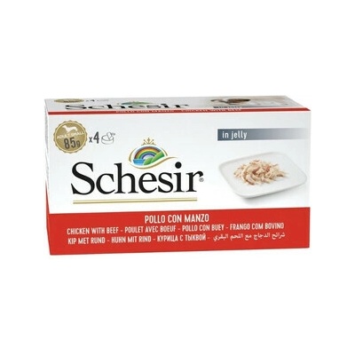 Schesir Kuracie s hovädzím mäsom v želé 4x85 g