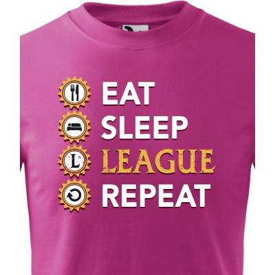 Dětské tričko Eat sleep league repeat Purpurová Canvas Dětské tričko Bezvatriko.cz 1
