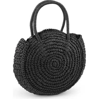 Háčkovaná kabelka z rafie lýka se zipem 33x37 cm 3 černá