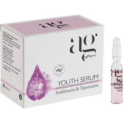 AG PHARM Подмладяващ серум за лице YOUTH , MY BEST FACE , , смесена кожа , Ag Pharm Youth Serum - Hydration and Protective Action 1amp x 2ml