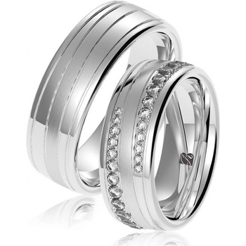 Blink Blink obrúčky z bieleho zlata so vzorom a kameňmi 8237 BL