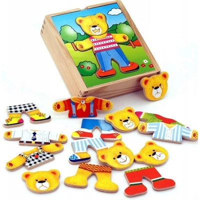 Viga Toys Дървен пъзел за обличане Viga - Мечо (56401)