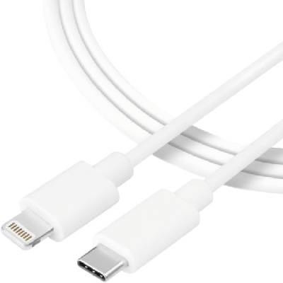 Кабел за пренос на данни и зареждане Tactical Smooth Thread USB-C / Lightning за iPhone / iPad / AirPods - 30 см - бял (77364)