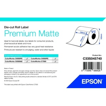 Epsonlabel Epson Premium Matte roll, щанцована ролка 105 mm x 210 mm ( 282 етикета) (C33S045740)