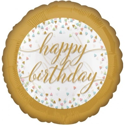 Amscan Fóliový balón Happy Birthday Pastelové konfety 43 cm