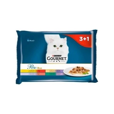 Gourmet Perle kuře a hovězí, krůta a jehněčí 4 x 85 g