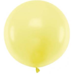 Party Deco Голям Латексов Балон, Пастел, Светло Жълт, 60см (olbom-084j)