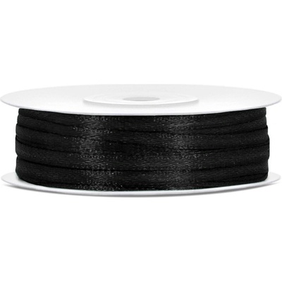 Stuha saténová ČERNÁ, 3 mm x 50 m – Zboží Dáma