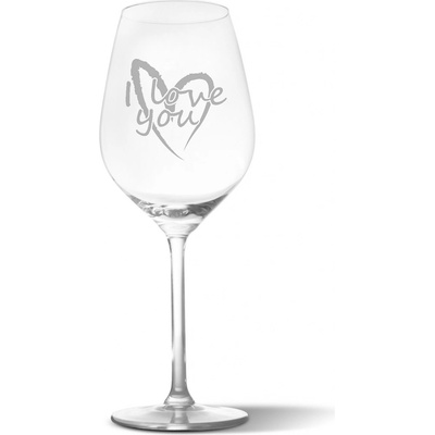 Sablio Sklenička na víno I Love you srdce 490 ml