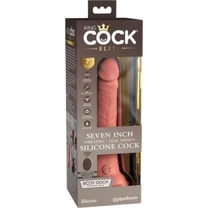 King Cock Elite 7 - вибратор с вендуза и дистанционно - 18 см - телесен