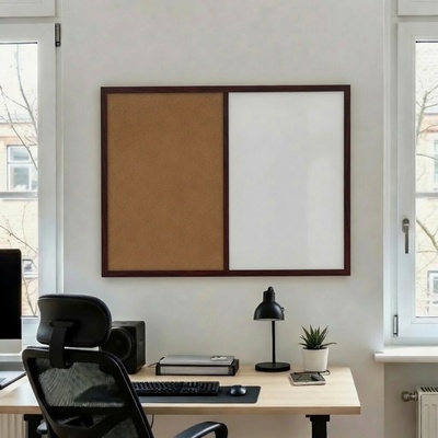 Toptabule.sk Kombinovaná tabuľa biela v drevenom ráme NATURE LINE Palisander 60 x 40 cm