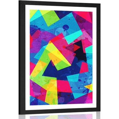 Plakát s paspartou geometrický vzor s grunge efektem - 60x90 no frame