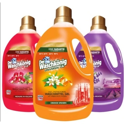 Waschkonig prací gel Limitovaná sada farieb a univerzálna mix 3 x 3,305 l 110 PD