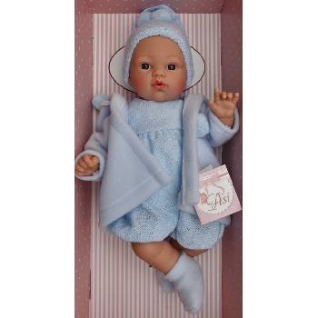 ASIVIL Realistické miminko chlapeček KOKE ve světle modrém kompletu s kabátkem