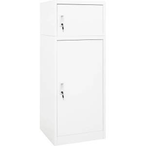 vidaXL Шкаф за екипировка за езда, бял, 53x53x140 см, стомана (339599)